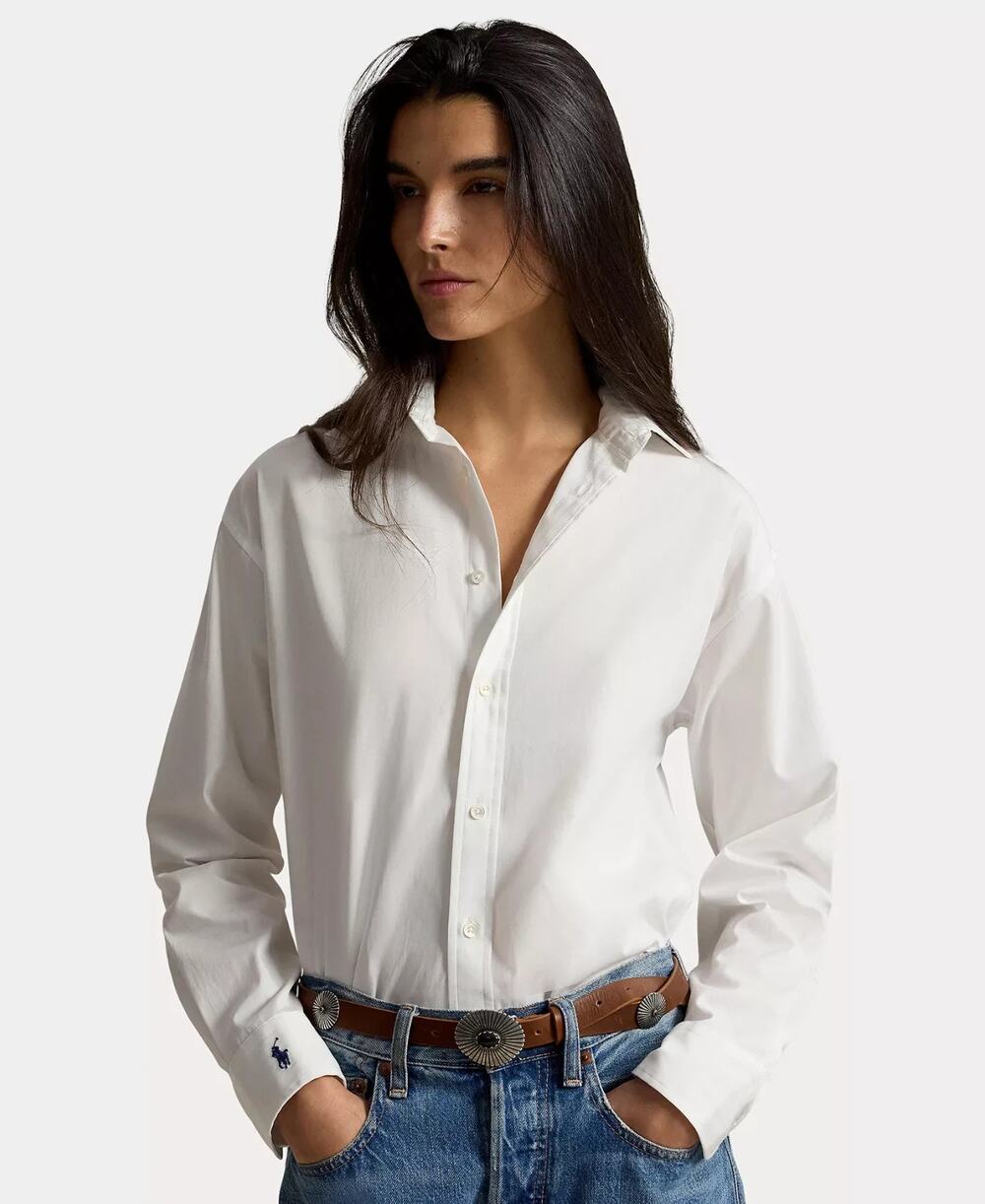 Polo Ralph Lauren Women's Relaxed-Fit Cotton Shirt White Size M 3982